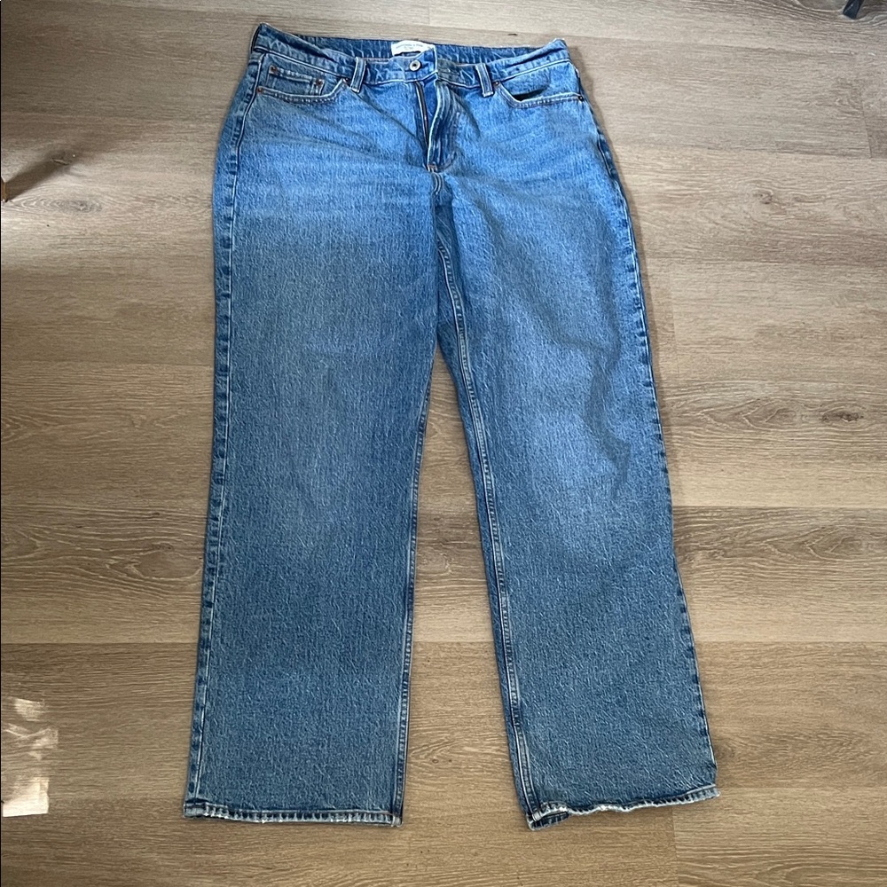 Abercrombie & Fitch Straight Leg Blue Jeans CURVE LOVE